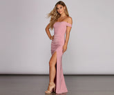 Ria Formal High Slit Ruched Dresses